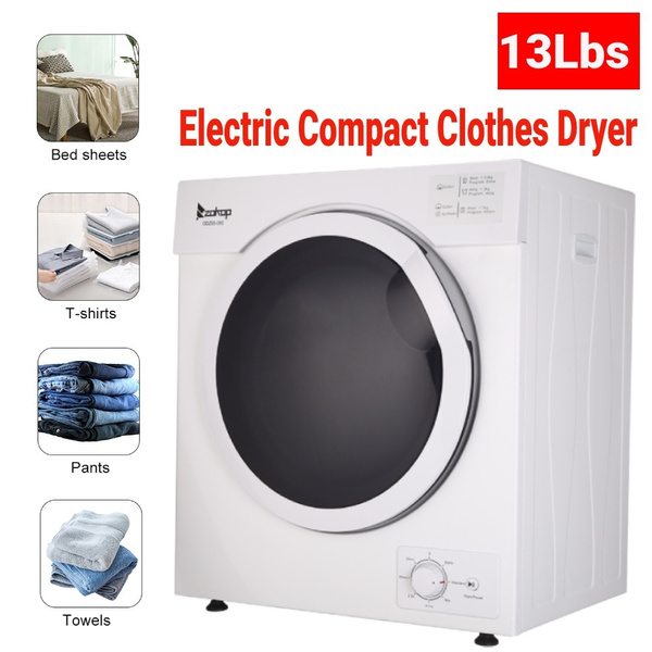 13Lbs Portable Electric Tumble Compact Clothes Dryer Stainless Steel Dryer  Machine Stainless Steel Tub Home Apartment Dorms